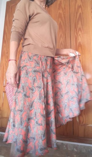 Falda Mango Estampada Naranja