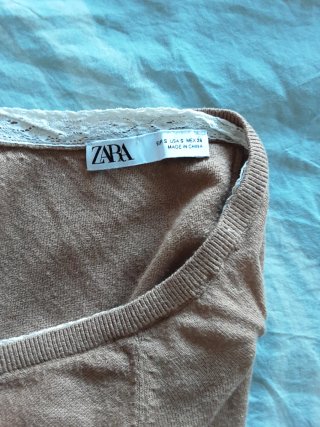 Jersey Zara Marrón y Falda Naranja