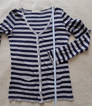 Chaqueta de rayas azul y gris