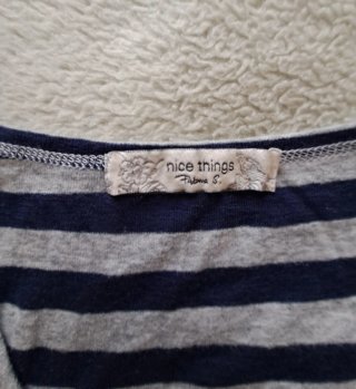 Chaqueta de rayas azul y gris