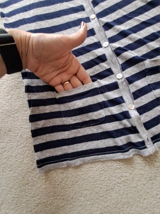 Chaqueta de rayas azul y gris