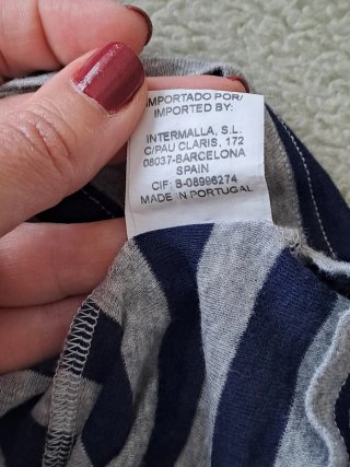 Chaqueta de rayas azul y gris