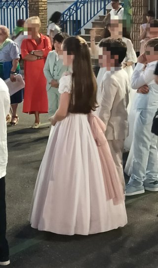 Vestido de comunión Marla blanco y rosa