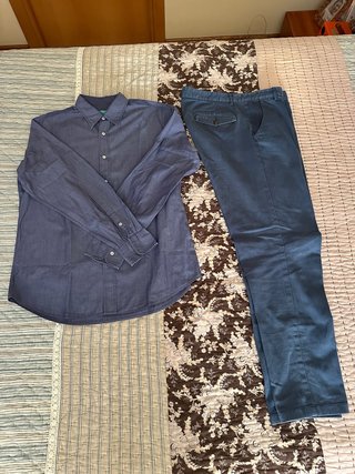 Lote Camisa Benetton y Pantalón Cortefiel Azul