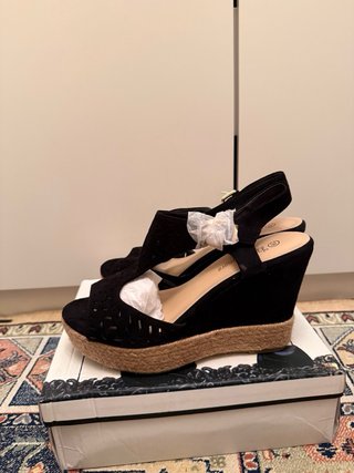 Sandalias de cuña estilo alpargata – Negras – 39