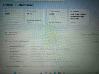Ordenador portátil Hp AMD Ryzen 5+12GB RAM+SSD