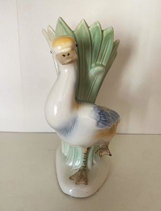 Precioso Jarrón porcelana con figura de pato