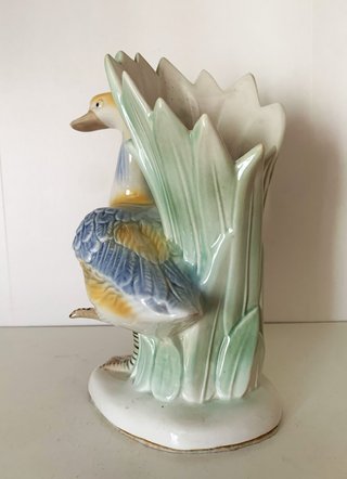 Precioso Jarrón porcelana con figura de pato