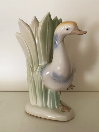 Precioso Jarrón porcelana con figura de ganso,pato