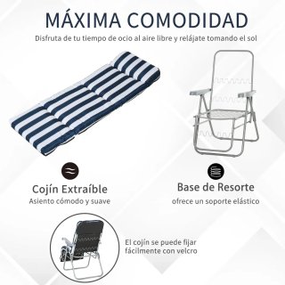 2 Tumbonas Acero Rayas Azul/Blanco