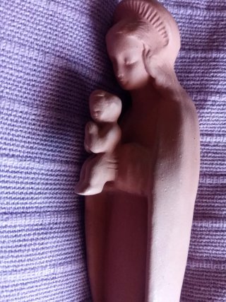 Virgen con Niño antigua terracota muy fina y deli