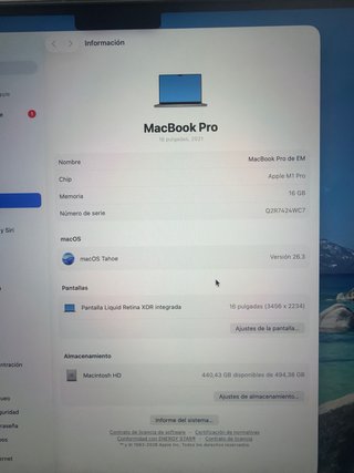 MacBook Pro M1 Pro 16” 2021 16GB RAM 500GB SSD