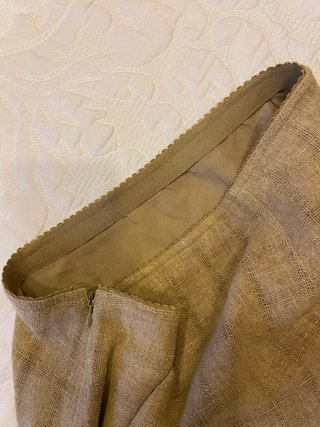 Falda Zara Lino Beige Midi