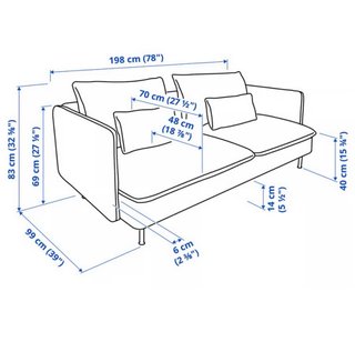 Sofá Ikea Soderhamn 3 plazas, desmontado