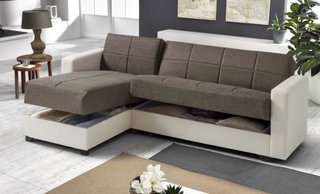 Sofá cama rinconero con doble contenedor.