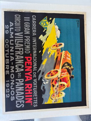 Cartel original Penya Rhin 1922. Bugatti