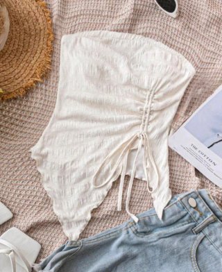 Top blanco sin tirantes con cordones