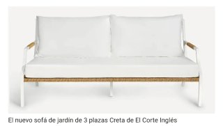Sofá 3 plazas jardín aluminio blanco