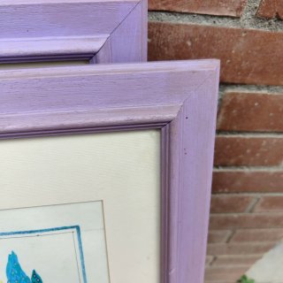 Set 3 Quadri Cornice Lilla