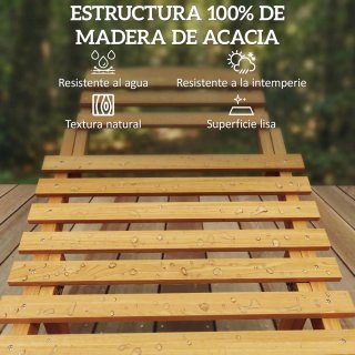Tumbona Madera Acacia con Cojín Beige