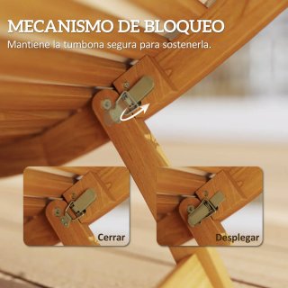 Tumbona Madera Acacia con Cojín Beige