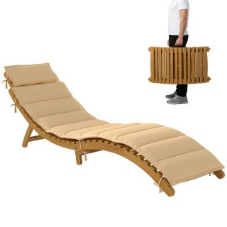 Tumbona Madera Acacia con Cojín Beige