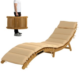 Tumbona Madera Acacia con Cojín Beige