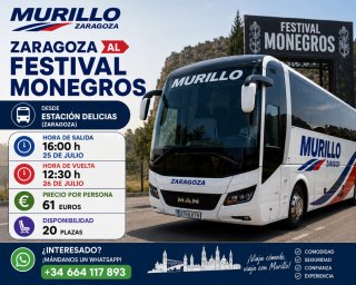 Monegros 2026 bus privado desde zaragoza