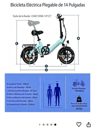 Bodywel T16PRO Bicicleta Eléctrica Plegable 14