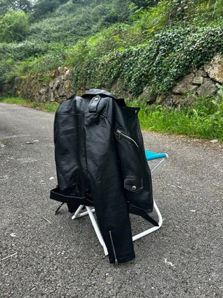 Chaqueta de cuero Papillonne negra