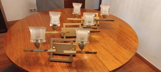 3 Lámparas de pared doradas y transparentes