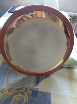 Lámpara plafón madera y metal