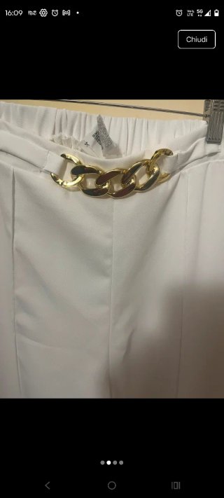 Pantaloni vita alta con catena oro