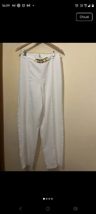 Pantaloni vita alta con catena oro