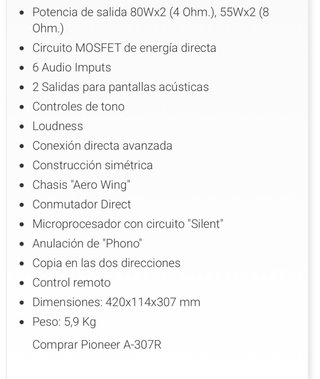 Amplificador Pioneer A-307R Negro/Marrón