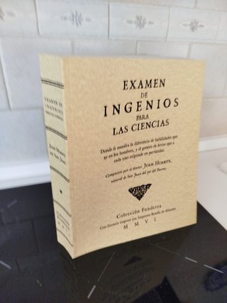 Libro "Examen de ingenio para las ciencias"