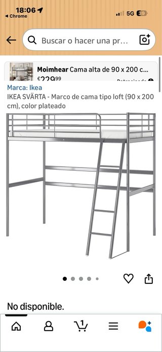 Estructura cama metálica y colchón Ikea