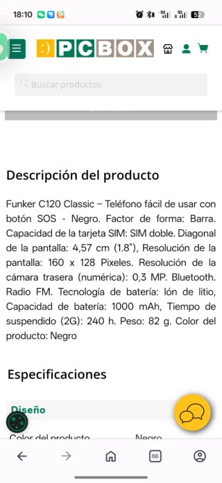 Funker C120 Classic Teléfono Móvil Senior