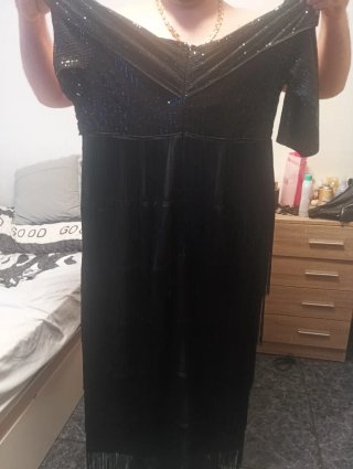 Vestido de fiesta lentejuelas y flecos