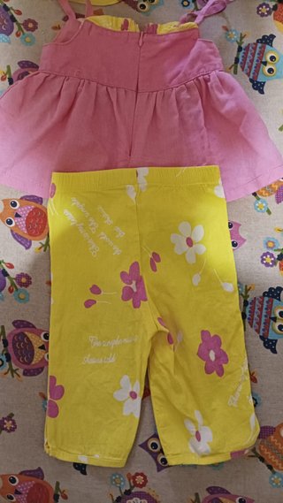 Conjunto niña 12 meses: top, pantalón y gorro