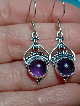 Pendientes Plata Ley Amatista Morada