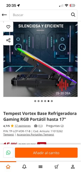Base refrigeradora RGB para portátil