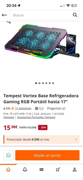 Base refrigeradora RGB para portátil