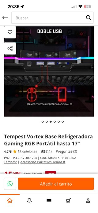 Base refrigeradora RGB para portátil