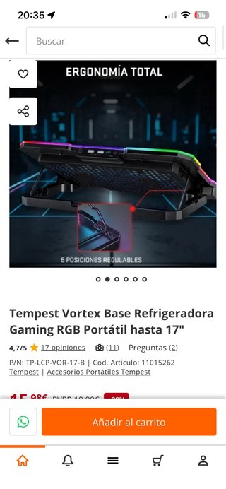 Base refrigeradora RGB para portátil