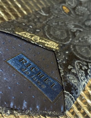 Corbata Richel Seda Pura Azul y Dorado