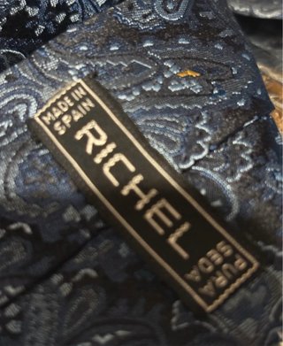 Corbata Richel Seda Pura Azul y Dorado