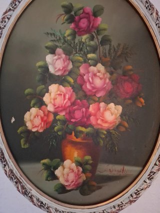 Cuadro de flores pintado a mano