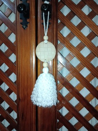 Colgantes Artesanales Madera y lana (2 uds)