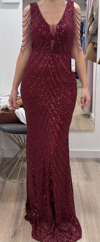 Vestido de fiesta lentejuelas rojo talla S